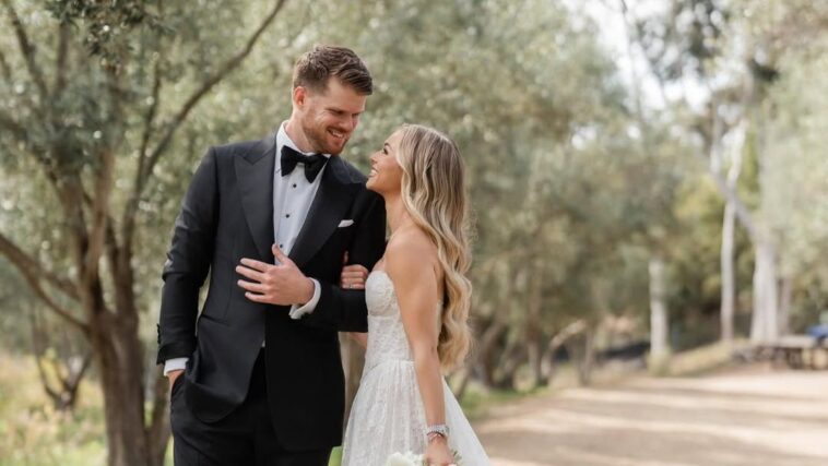 sam-darnold-marries-fiancee-katie-hoofnagle,-with-josh-allen,-christian-mccaffrey-on-hand