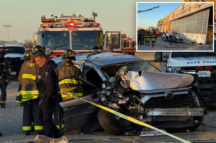 driver-in-training-crashes-into-nyc-warehouse-building,-killing-elderly-relative-in-nightmare-scene:-cops,-sources