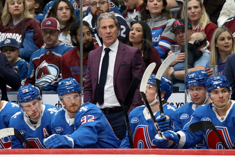 avalanche-head-coach-jared-bednar-hospitalized-after-taking-puck-to-face,-will-miss-road-trip