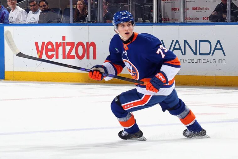 islanders’-victor-eklund-gets-first-point-in-nhl-debut-on-bo-horvat’s-300th-goal