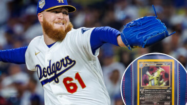 dodgers-pitcher-snares-custom-glove-with-pokemon-card-implant