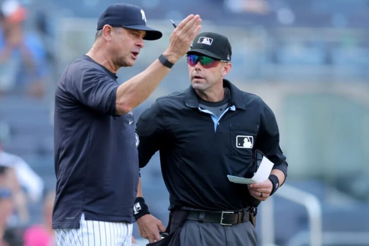 yankees’-aaron-boone-blasts-‘overly-sensitive’-umpiress-after-first-ejection-of-season