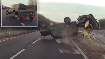 shocking-video-shows-moment-uk-military-vehicle-flips-and-rolls-on-highway-to-avoid-swerving-car