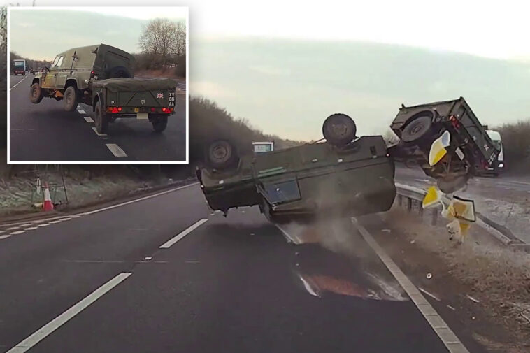 shocking-video-shows-moment-uk-military-vehicle-flips-and-rolls-on-highway-to-avoid-swerving-car