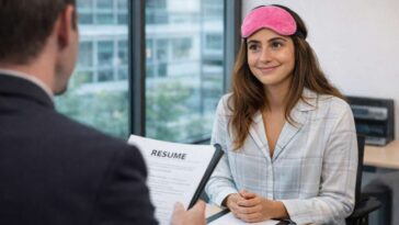 gen-zer-puts-on-her-nice-pajamas-for-job-interview