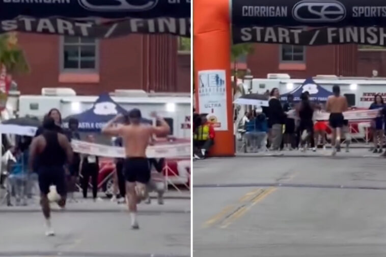 delaware-marathon-runner-celebrates-too-early-—-gets-passed-at-finish-line-to-lose-by-2-seconds,-viral-video-shows:-‘gotta-run-through-the-tape’