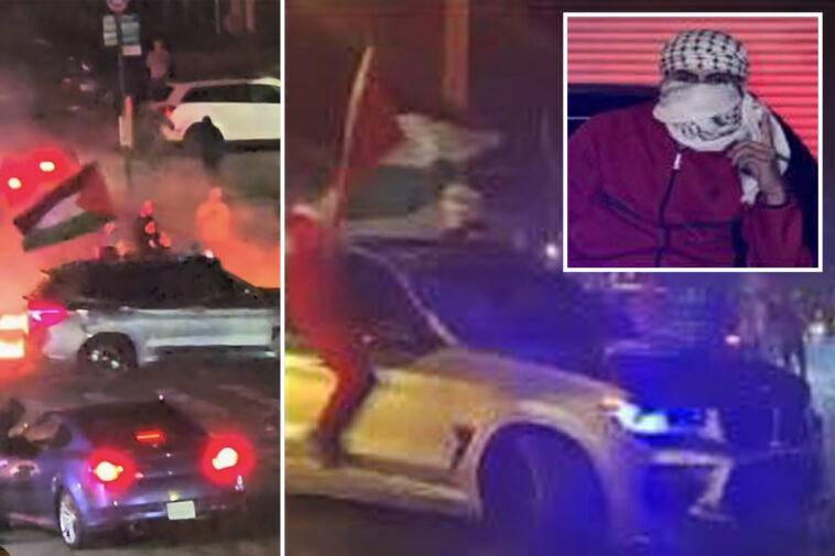 new-nypd-images-show-keffiyeh-clad ruffians-allegedly-involved-in-fiery-weekend-car-meet-up