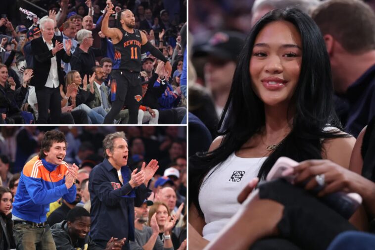 timothee-chalamet,-suni-lee-take-in-knicks-hawks-game-2-with-celebs,-franchise-icons-out-in-full-force