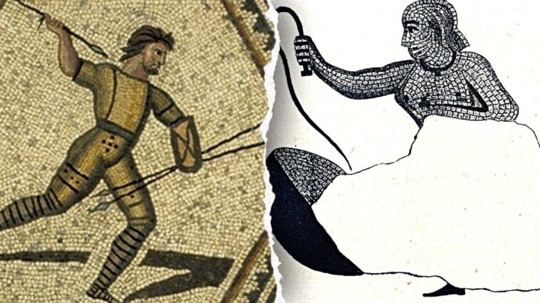 rare-roman-mosaic-shows-woman-battling-wild-animals-in-the-arena,-researcher-says