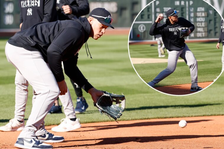 aaron-judge-tries-his-hand-at-third-base-during-yankees’-warmup