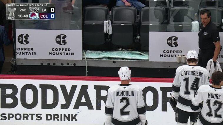 glass-shatters-behind-kings-bench,-delays-game