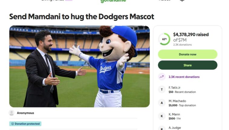 nation-kicks-off-fundraiser-to-get-mamdani-to-hug-the-dodgers’-mascot