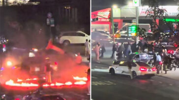 reckless-driver-arrested-in-fiery-car-meet-up-that-wreaked-havoc-at-nyc-intersection:-cops