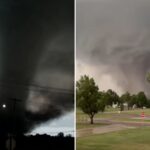 tornado-barrels-through-oklahoma,-ripping-roofs-off-buildings-and-shutting-down-roads