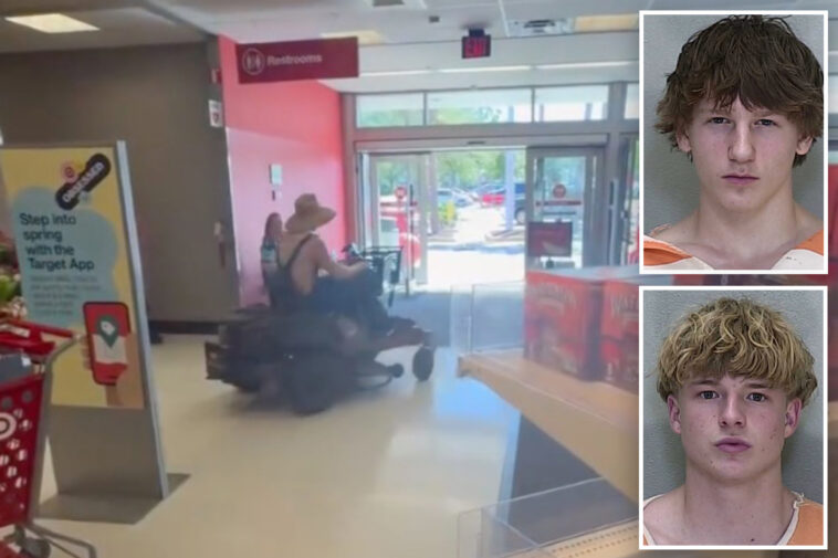 idiot-teens-busted-after-taking-lawn-mower-for-a-joy-ride-in-busy-target-store,-wild-video-shows