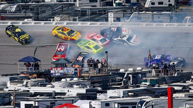 bubba-wallace-triggers-one-of-the-biggest-wrecks-in-nascar-history,-‘dega-lap-dances-&-cowboy-pillow-girls!