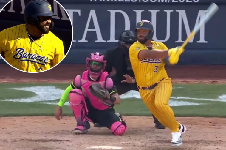 russell-wilson-makes-surprise-appearance-as-batter-for-savannah-bananas-at-yankee-stadium