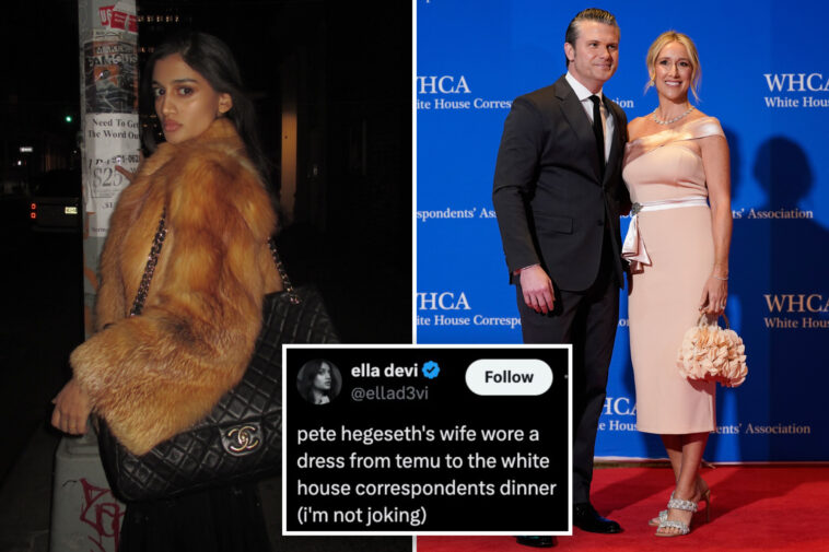 ‘hot-girl-for-zohran’-troll-blasted-for-low-blow-attack-on-pete-hegseth’s-wife’s-whcd-gown