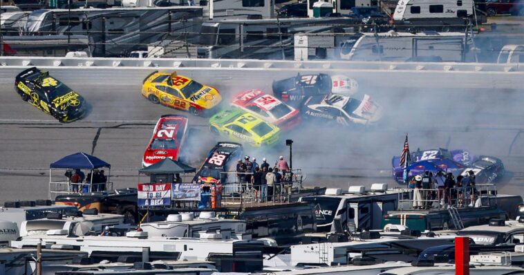 watch:-bubba-wallace-sparks-nascar-mega-crash-that-sweeps-up-the-majority-of-the-field