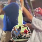 taunting-yankees-fan-brutally-beaten-up-by-rangers-fans,-girlfriend-thrown-down-steps-in-wild-scene