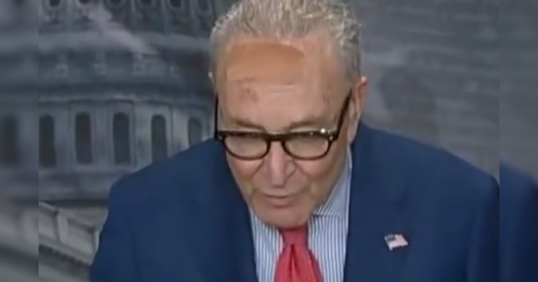 senator-chuck-schumer-attends-press-conference-with-giant-bandage-on-forehead-—-claims-he-ran-into-door