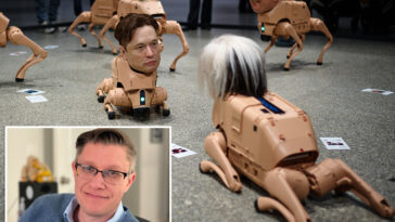 bizarre-robot-dogs-sporting-musk,-zuckerberg-heads-torment-visitors-in-berlin-museum-—-as-part-of-creepy-influencer-exhibit