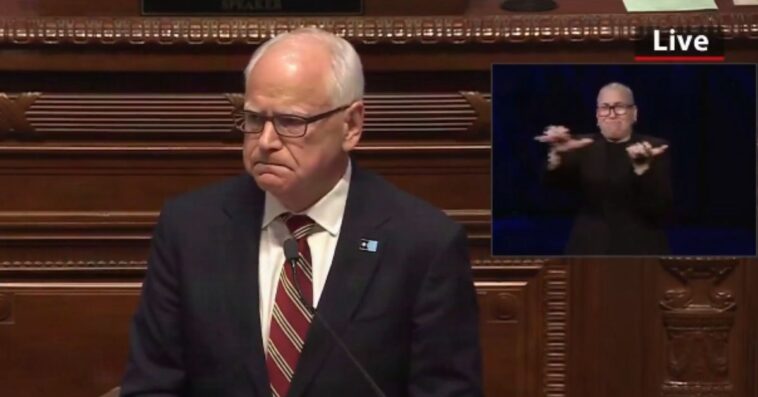 disgusting:-minnesota-gov.-tim-walz-calls-ice-agents-‘armed-lawless-gangs’-conducting-‘campaign-of-organized-brutality’-in-state-of-the-state-address-(video)