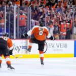 flyers-defenseman-cam-york-fires-stick-into-stands-after-scoring-overtime-series-clincher-vs-penguins