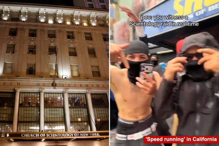 mob-of-teens-storms-times-square-scientology-church-amid-viral-‘speed-running’-trend