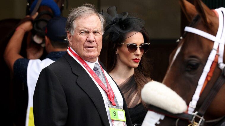 jordon-hudson,-bill-belichick-take-in-churchill-downs-during-kentucky-derby-weekend