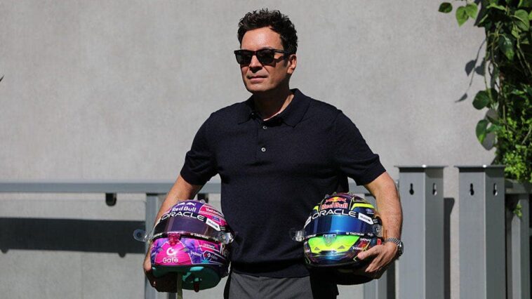 jimmy-fallon-starts-chewing-on-microphone-in-cringey-interview-ahead-of-f1-miami