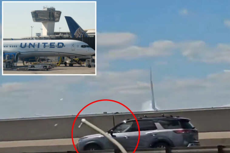 united-plane-strikes-light-pole,-tractor-trailer-on-nj-turnpike-while-landing-at-newark-airport:-officials