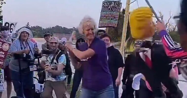 disturbing-video:-grandmotherly-tds-sufferer-in-shirt-calling-for-kindness-savagely-attacks-trump-effigy
