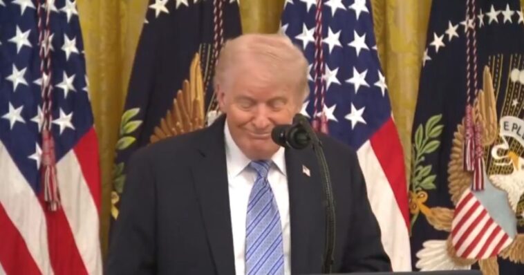 trump-jokes-about-leaving-office-in-‘eight-or-nine-years,’-white-house-crowd-bursts-into-applause-(video)