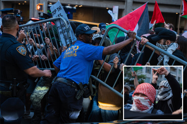 hateful-anti-israel-mob-descends-on-historic-nyc-synagogue,-clashes-with-cops-in-rowdy-protest