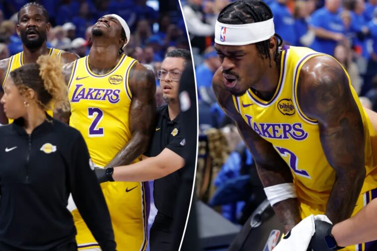 jarred-vanderbilt-leaves-game-1-of-lakers-thunder-with-finger-injury