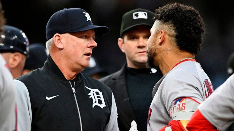 tigers-manager-criticizes-his-own-pitcher-after-he-hit-red-sox-batter,-sparking-benches-to-clear