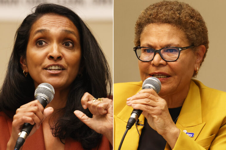 karen-bass-and-nithya-raman-trade-blows-over-la-crime,-homelessness-in-explosive-mayoral-debate