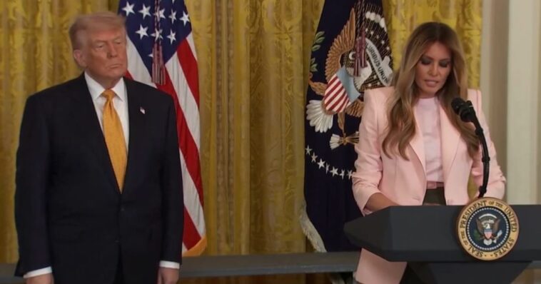 first-lady-melania-stuns-in-pastel-pink-as-she-honors-military-mothers-at-the-white-house-(video)