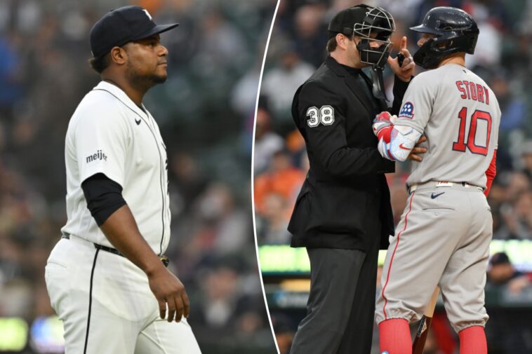 tigers’-framber-valdez-suspended-six-games-for-‘intentionally-throwing’-at-red-sox’s-trevor-story