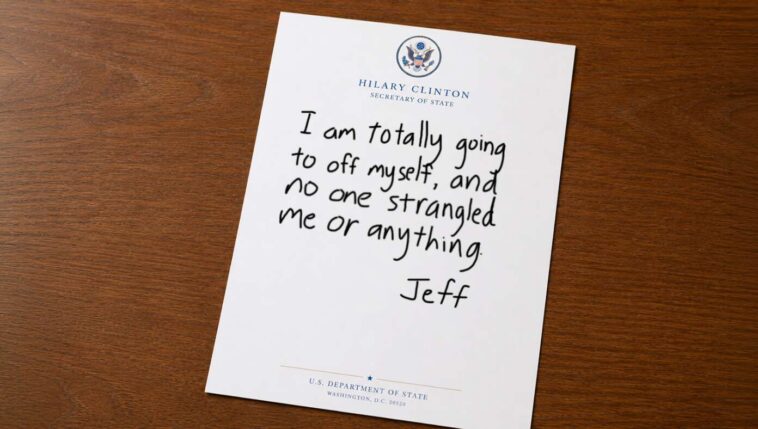 weird:-epstein-suicide-note-printed-on-hillary-clinton’s-personal-stationery