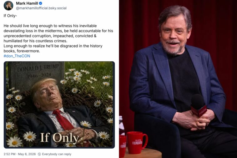 white-house-lashes-out-at-‘star-wars’-actor-mark-hamill-for-post-of-trump-in-grave:-‘one-sick-individual’