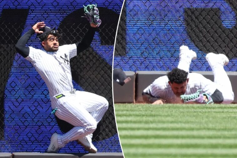 yankees’-jasson-dominguez-in-concussion-protocol-after-crashing-into-wall-making-leaping-catch