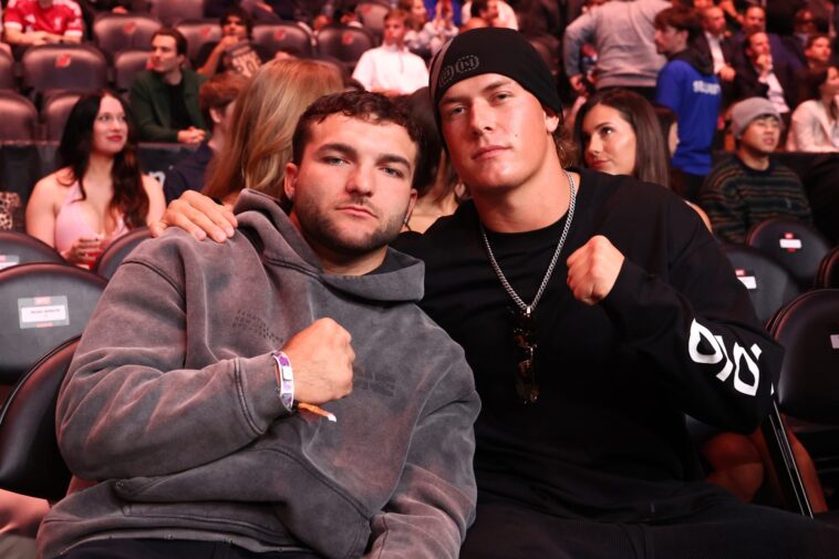 giants-stars-jaxson-dart,-cam-skattebo-headbutt-at-ufc-328-in-newark