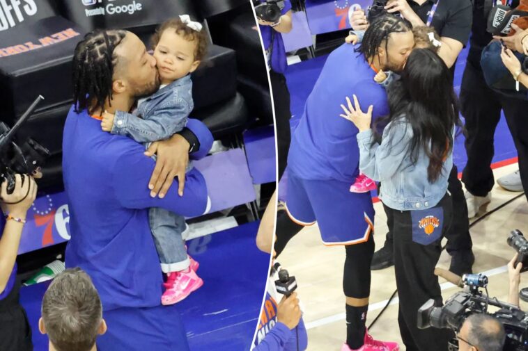 jalen-brunson-celebrates-knicks’-win-with-daughter,-wife-in-heartwarming-playoff-moment
