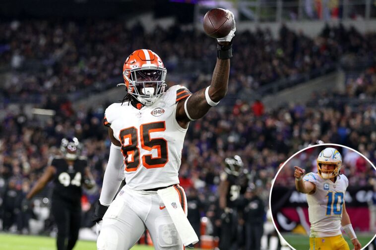 chargers-add-former-pro-bowl-tight-end-david-njoku-to-pair-with-justin-herbert