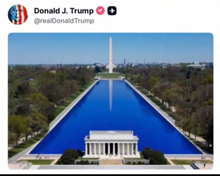 here-we-go:-lawsuit-filed-to-block-president-trump-from-painting-reflecting-pool-blue