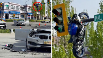 motorcycle-flies-onto-traffic-light-pole-after-head-on-collision-with bmw,-wild-video-shows 