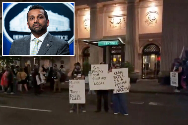 protestors-swarm-oregon-hotel-where-fbi-director-kash-patel-was-supposedly-staying-while-attending-funeral