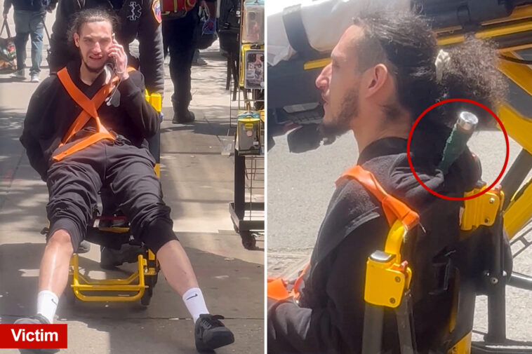 wild-video-shows-unfazed-stabbing-victim-with-object-still-lodged-in-back-as-nypd-hunts-for-suspects